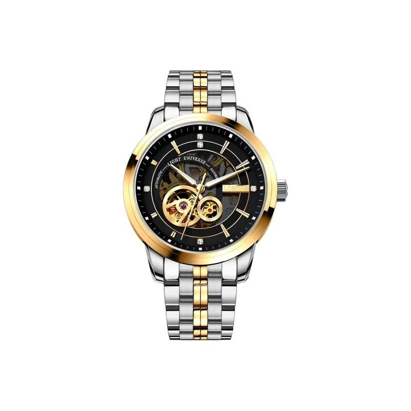 LOBINNI L Automatic Mechanical Movement Stainless Steel Watchband Watch Men's Watches Cut-Out Dial-2