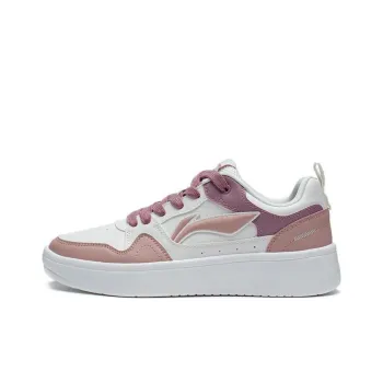 LiNing Line 2.0 At The Beginning Anti Slip Wear Resistant Low Top Skateboard Shoes Women's White Rose Pink