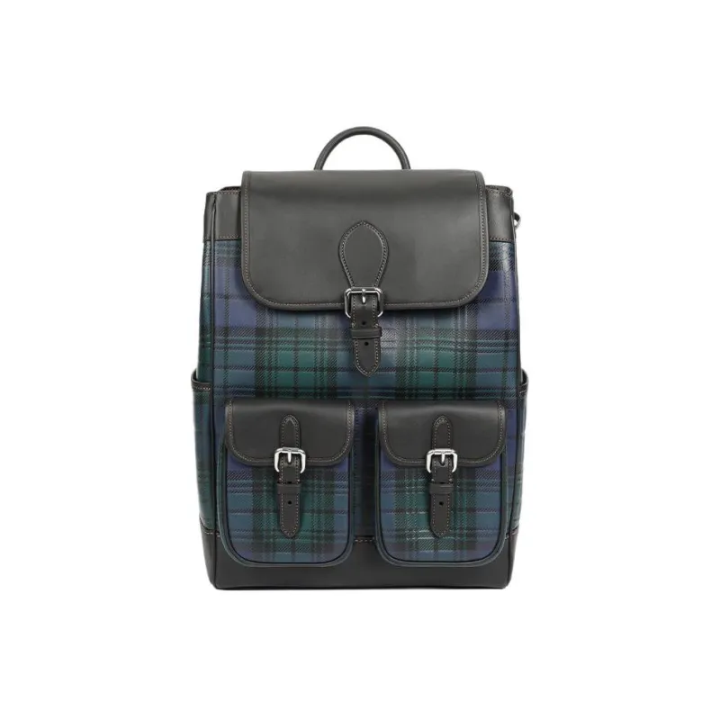 COACH Frankie Cow Leather Backpack Large Size Men's Navy & Green-0