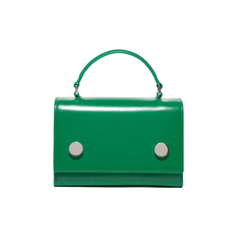 RSVP Paris Munchkin Collection Smooth Cow Leather Portable Crossbody Bag Shoulder Bag Women's Frog Green-0