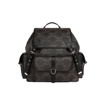 CELINE Triomphe Canvas With Calfskin Backpack Large Size Men's Black