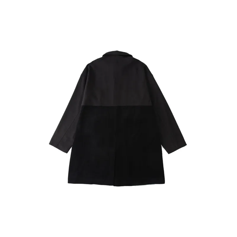 DECESOLO Trench Coats Unisex Black Gray Color-1
