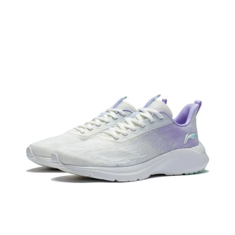 LiNing YunQue Slip Resistant Cushioning Wear Resistant Low Top Running Shoes Women's White Purple-2