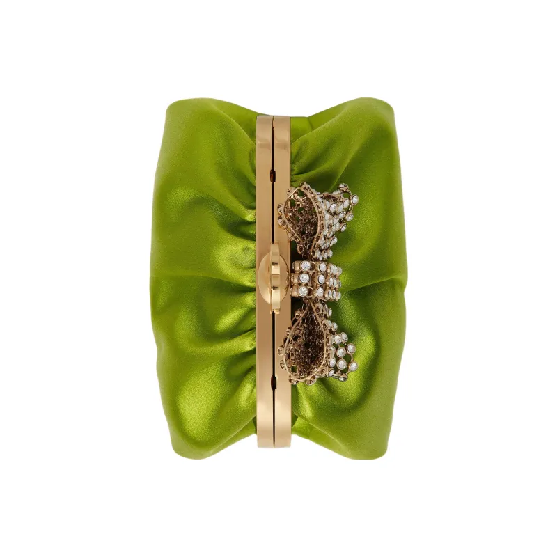 GUCCI Satin Clutch Women's Green-4