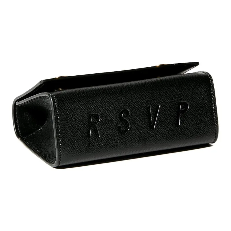RSVP Paris Munchkin Collection Grained Calfskin Portable Crossbody Bag Shoulder Bag Small Size Women's Black-4