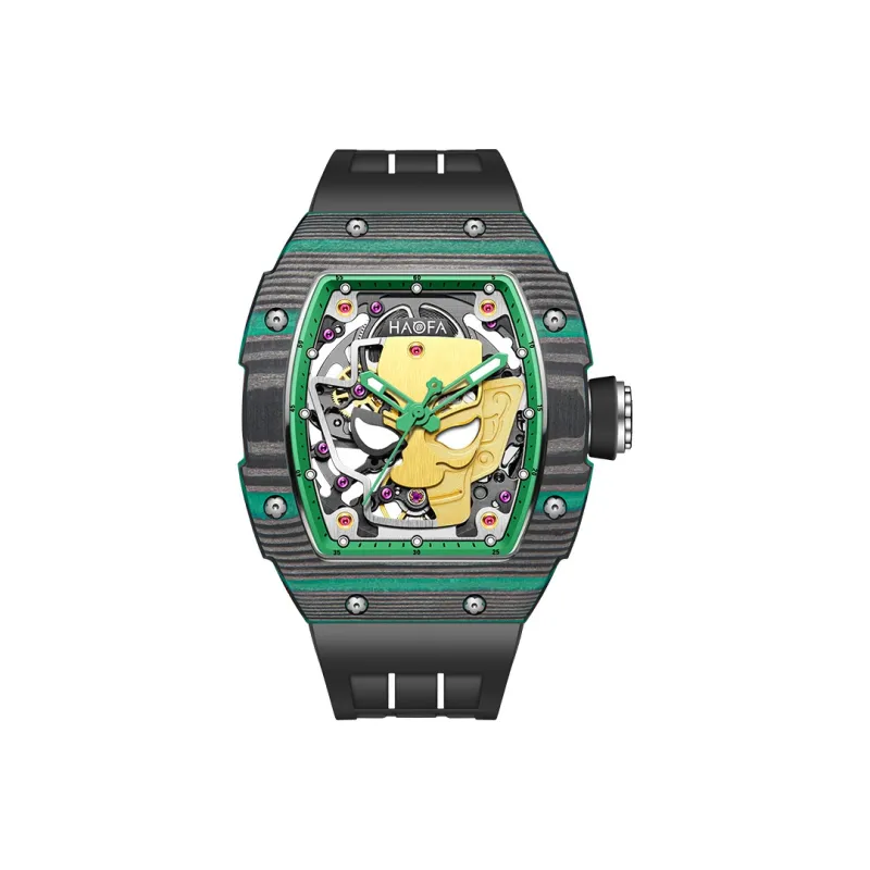 HaofaTourbillon Arknights Series Mechanical Movement Rubber Strap Watch Men's Watches Cut-Out Dial-21