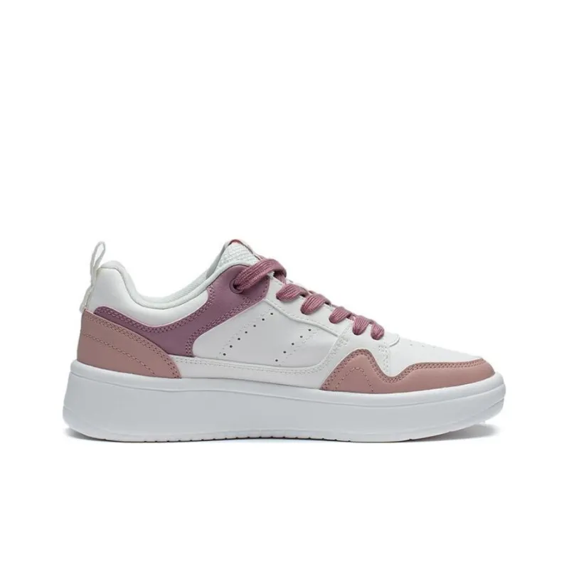 LiNing Line 2.0 At The Beginning Anti Slip Wear Resistant Low Top Skateboard Shoes Women's White Rose Pink-1
