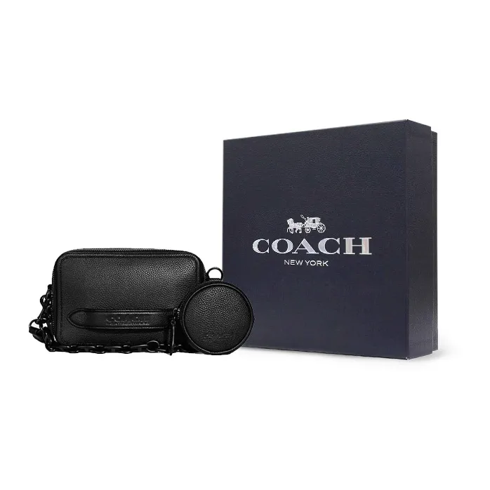 COACH Charter Leather Camera Bag, Handbag, Shoulder Bag, Crossbody Bag Trumpets Men's Black-4