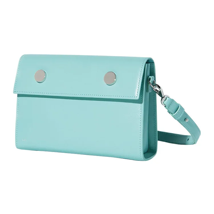RSVP Paris Golden Eyes Collection Smooth Cow Leather Crossbody Bag Shoulder Bag Women's Turquoise-2