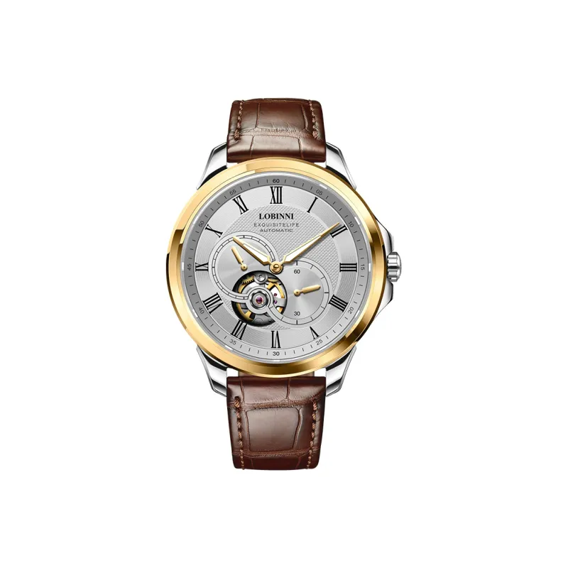LOBINNI L Automatic Mechanical Movement Genuine Leather Strap Watch Men's Watches Silver Dial-10
