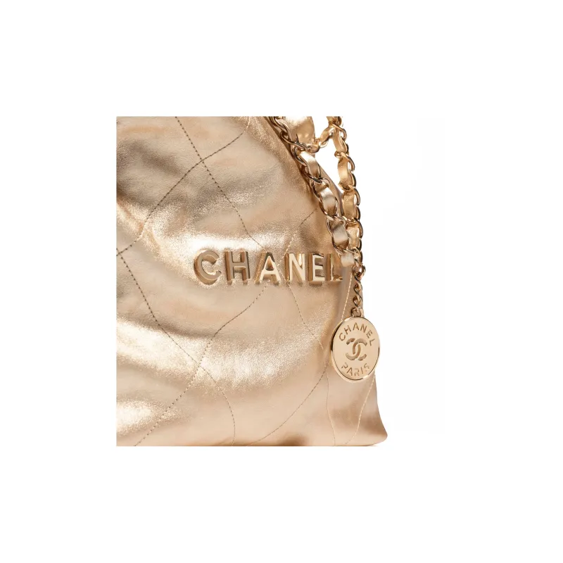 CHANEL 22Bag Calfskin Trash Bag, Tote Bag, Shopping Bag, Handbag, Shoulder Bag Regular Women's Gold-3