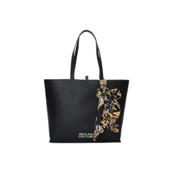 VERSACE JEANS COUTURE Pu Synthetic Leather Tote Bag, Shopping Bag, Handbag, Shoulder Bag Women's Black