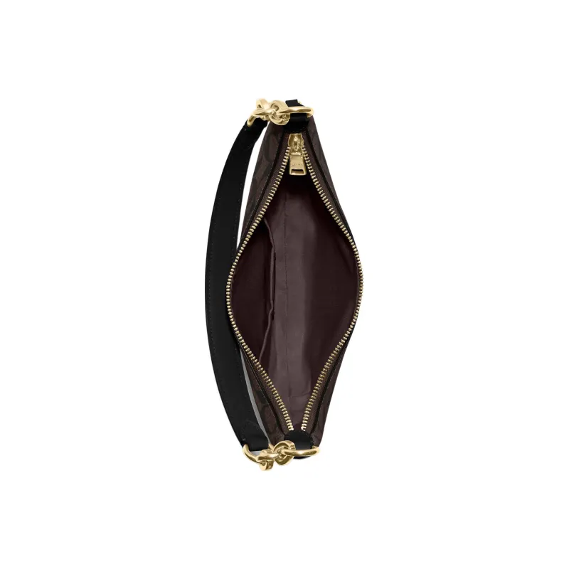 COACH Payton Artificial Leather Crescent Bag Shoulder Bag Large Size Women's Dark Brown-5