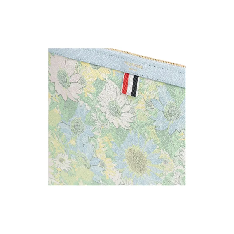 THOM BROWNE· Eggstone Grain Leather Clutch Men's Light Blue-6
