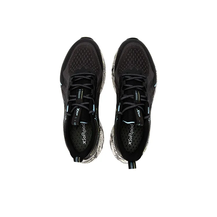 XTEP Shock Absorption Spinning 10.0 Anti Slip Wear Resistant Low Top Running Shoes Men's Black Blue-4