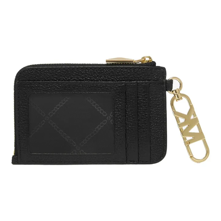 MICHAEL KORS Leather Handheld Card Holder Coin Purse Women's Black-1
