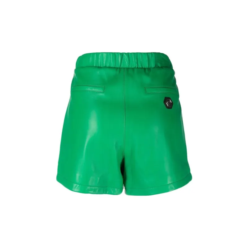 PHILIPP PLEIN Rhinestone embellished Leather Shorts-1