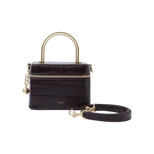 APEDE MOD Cow Leather Handle Bucket Bag Box Bag One Shoulder Handbag Small Size Women's Coffee