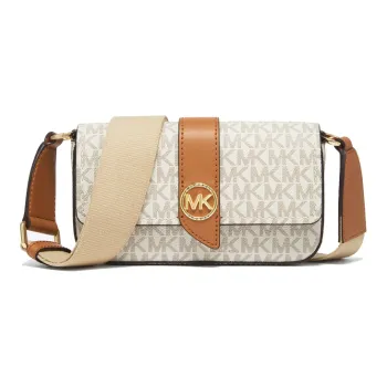MICHAEL KORS Artificial Leather Envelope Bag, Shoulder Bag, Crossbody Bag Regular Women's Vanilla White/Acorn Brown