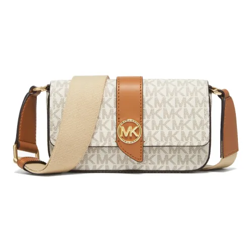 MICHAEL KORS Artificial Leather Envelope Bag, Shoulder Bag, Crossbody Bag Regular Women's Vanilla White/Acorn Brown