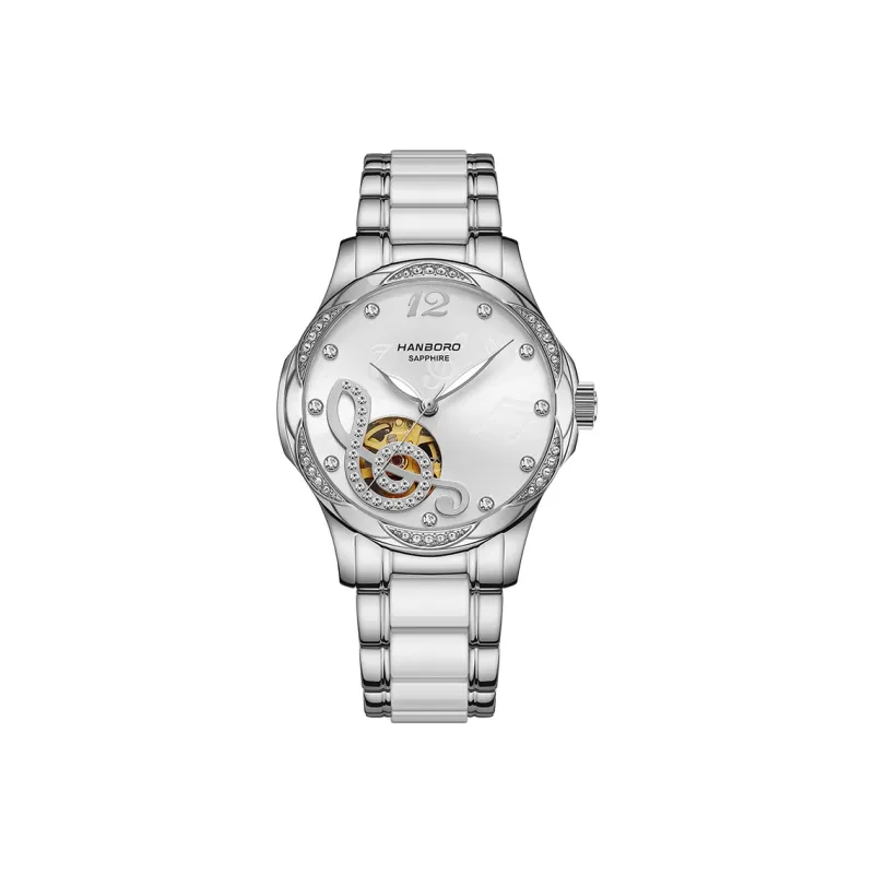 HANBORO Melody Collection Automatic Mechanical Movement Watch Women's Watch White Dial HBR88793-BB-1