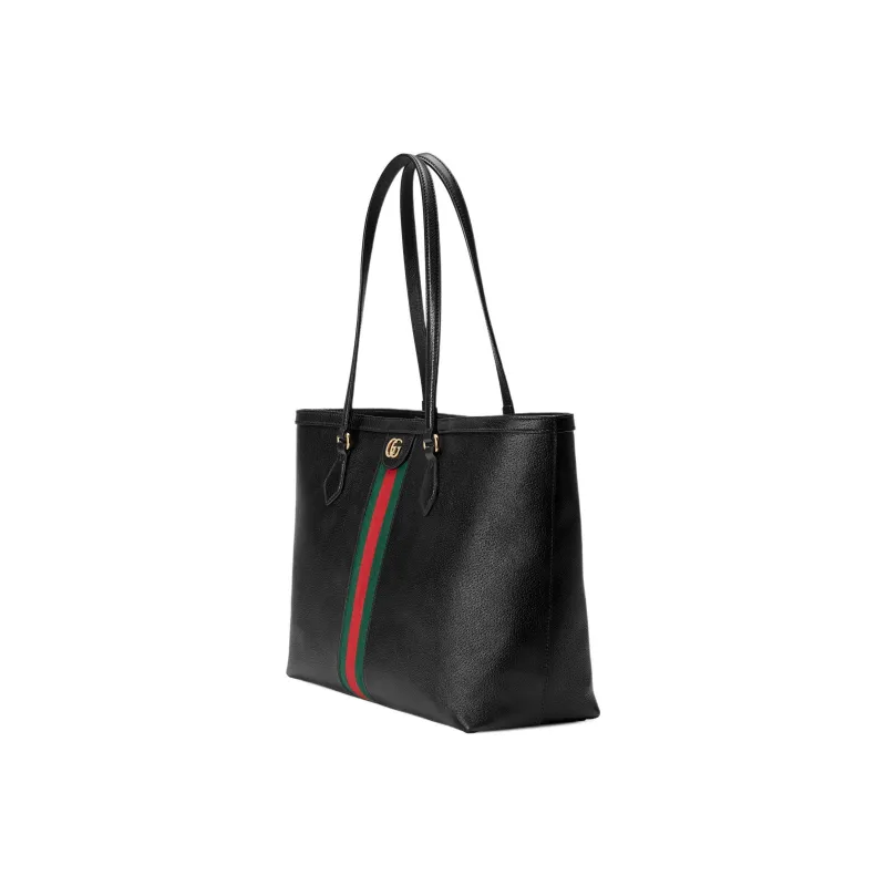 GUCCI Ophidia Canvas With Leather Trim Tote Bag Shopping Bag Shoulder Bag Handbag Medium Size Women's Black-1