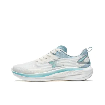 XTEP Light Wing Slip Resistant Cushioning Wear Resistant Low Top Running Shoes Men's Sail White Water Sky Blue