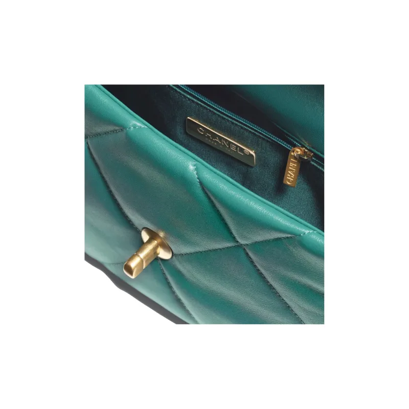 CHANEL 19Bag Sheepskin Flap Bag Handbag, Shoulder Bag, Crossbody Bag Women's Dark Green-3
