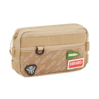 KENZO Nylon One Shoulder Crossbody Fanny Pack Women's Beige