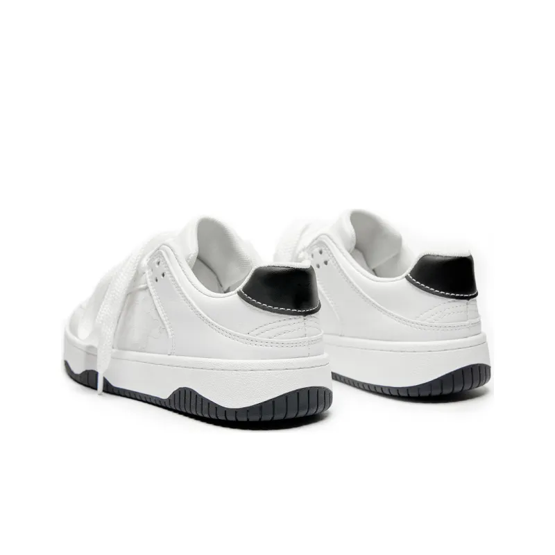 LAZY BONS Low Top Skateboard Shoes Unisex White Black-4