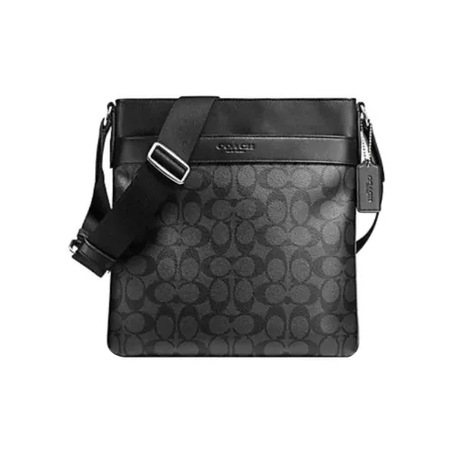 COACH Charles Leather Detail Shoulder Bag Crossbody Bag Men's Black Gray Color