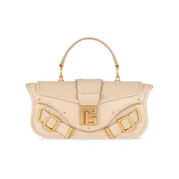 BALMAIN Smooth Leather Shoulder Bag, Crossbody Bag, Handbag Women's Light Brown