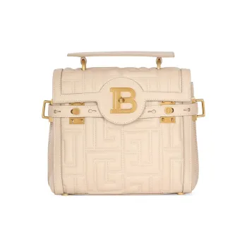 BALMAIN B-BUZZ Quilting Lambskin Shoulder Bag Crossbody Bag Handbag Women's Light Brown