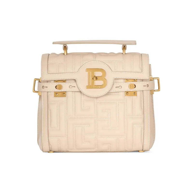 BALMAIN B-BUZZ Quilting Lambskin Shoulder Bag Crossbody Bag Handbag Women's Light Brown-0