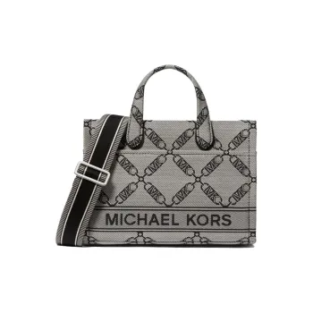 MICHAEL KORS Gigi Jacquard Tote Bag Shopping Bag Handbag Small Size Women's Gray & Black