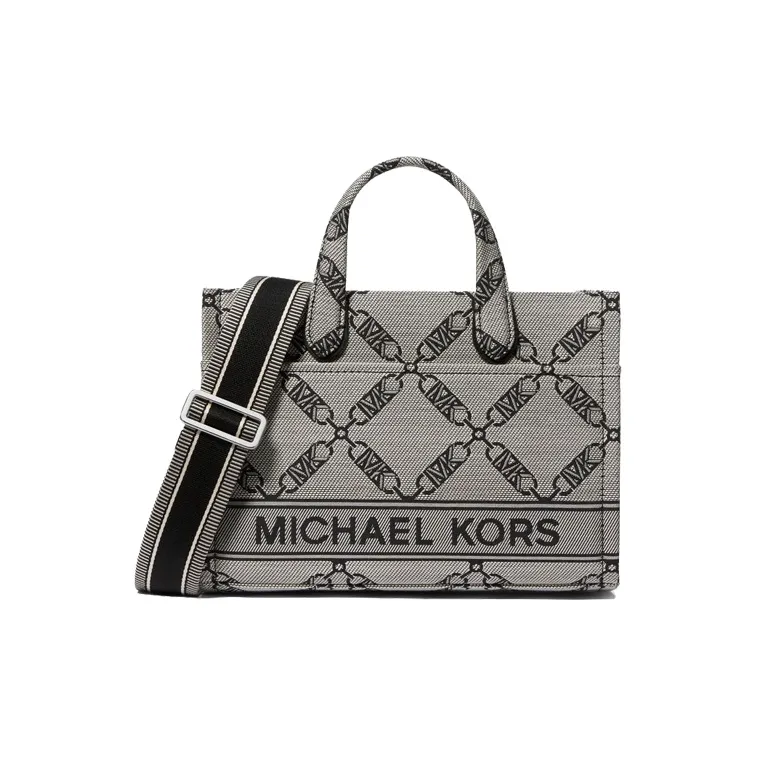 MICHAEL KORS Gigi Jacquard Tote Bag Shopping Bag Handbag Small Size Women's Gray & Black-0