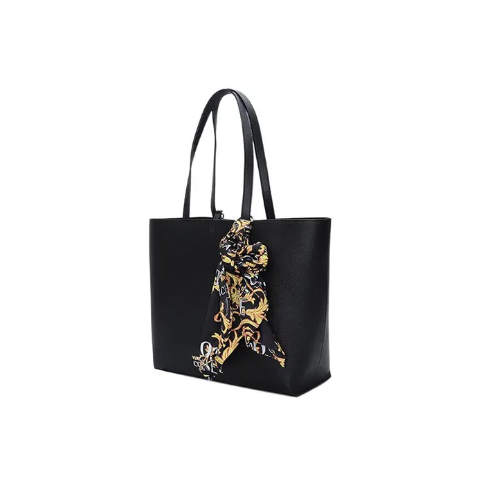 VERSACE JEANS COUTURE Pu Synthetic Leather Tote Bag, Shopping Bag, Handbag, Shoulder Bag Women's Black-1