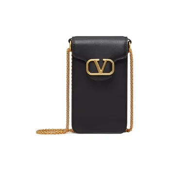 Valentino Locò Calfskin Cell Phone Pouch Women's Black