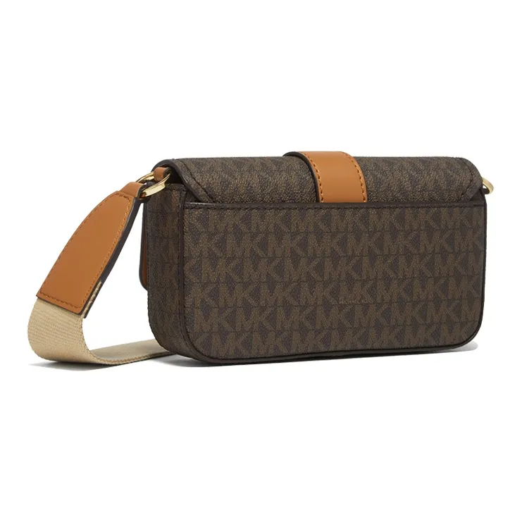 MICHAEL KORS Artificial Leather Envelope Bag Shoulder Bag Crossbody Bag Women's Dark Brown & Acorn Brown-1