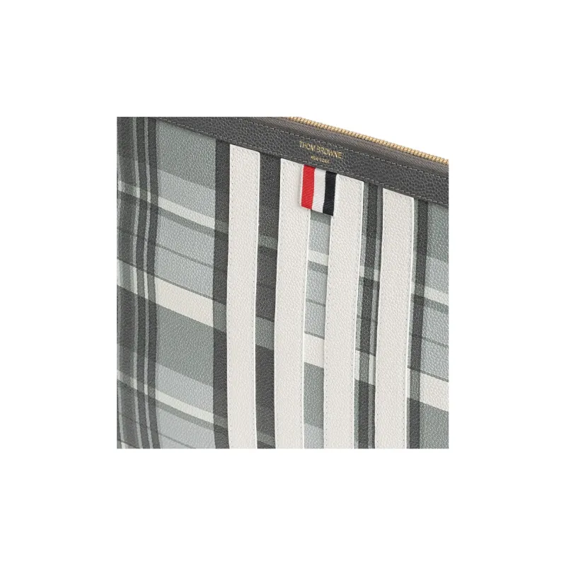 THOM BROWNE Checkered Zipped Clutch Bag-4