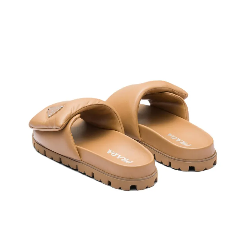 PRADA Soft Slide Slippers Women's Light Brown-2