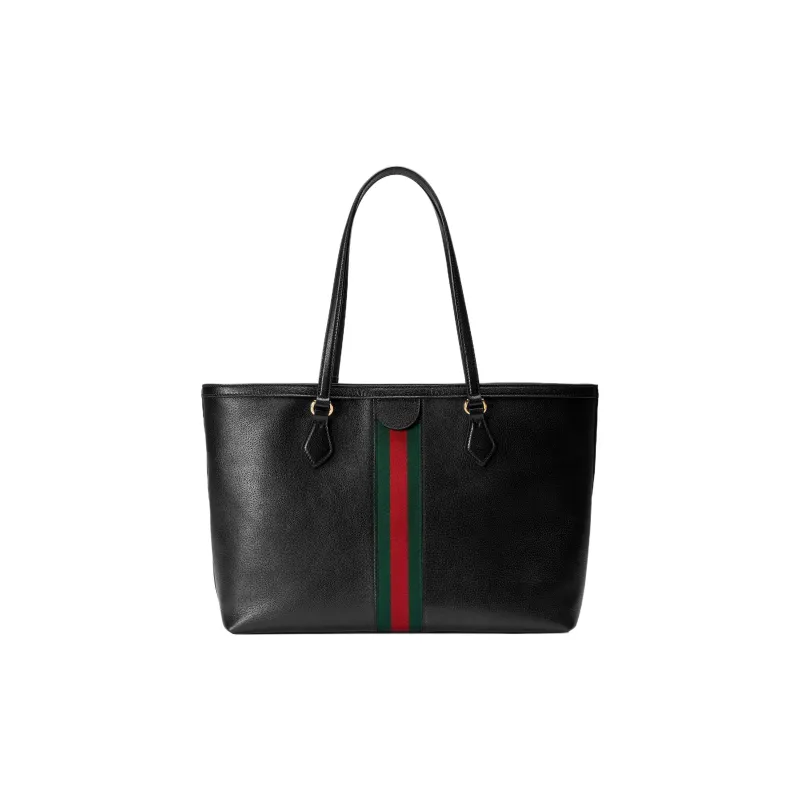 GUCCI Ophidia Canvas With Leather Trim Tote Bag Shopping Bag Shoulder Bag Handbag Medium Size Women's Black-3