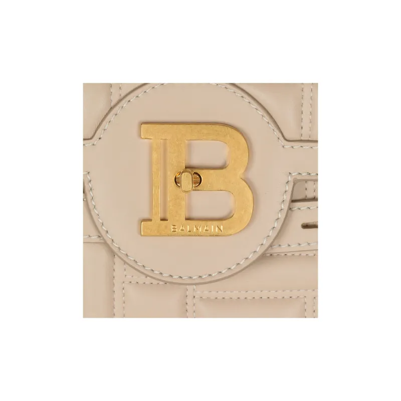 BALMAIN B-BUZZ Quilting Lambskin Shoulder Bag Crossbody Bag Handbag Women's Light Brown-3