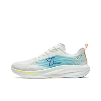 XTEP Cushioned Slip Resistant Abrasion Resistant Low Top Casual Running Shoes Men's White Blue Yellow