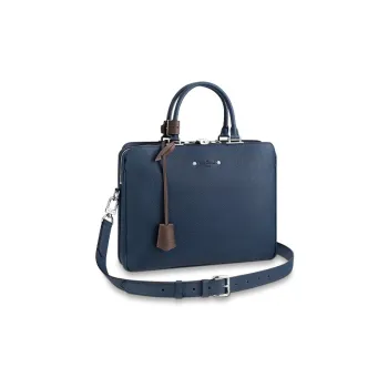 LOUIS VUITTON ARMAND Cow Leather Briefcase, Shoulder Bag, Crossbody Bag, Handbag Regular Men's Marine Blue