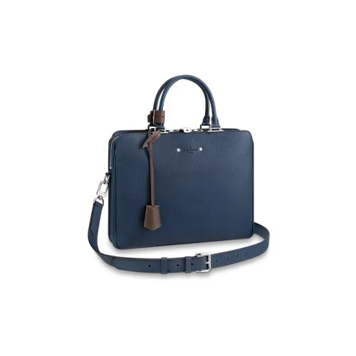 LOUIS VUITTON ARMAND Cow Leather Briefcase, Shoulder Bag, Crossbody Bag, Handbag Regular Men's Marine Blue