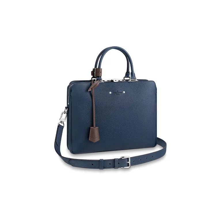 LOUIS VUITTON ARMAND Cow Leather Briefcase, Shoulder Bag, Crossbody Bag, Handbag Regular Men's Marine Blue-0