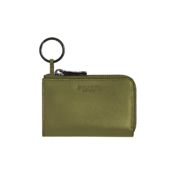COACH Key Case Calfskin Coin Purse, Card Holder, Key Pouch Women's Green