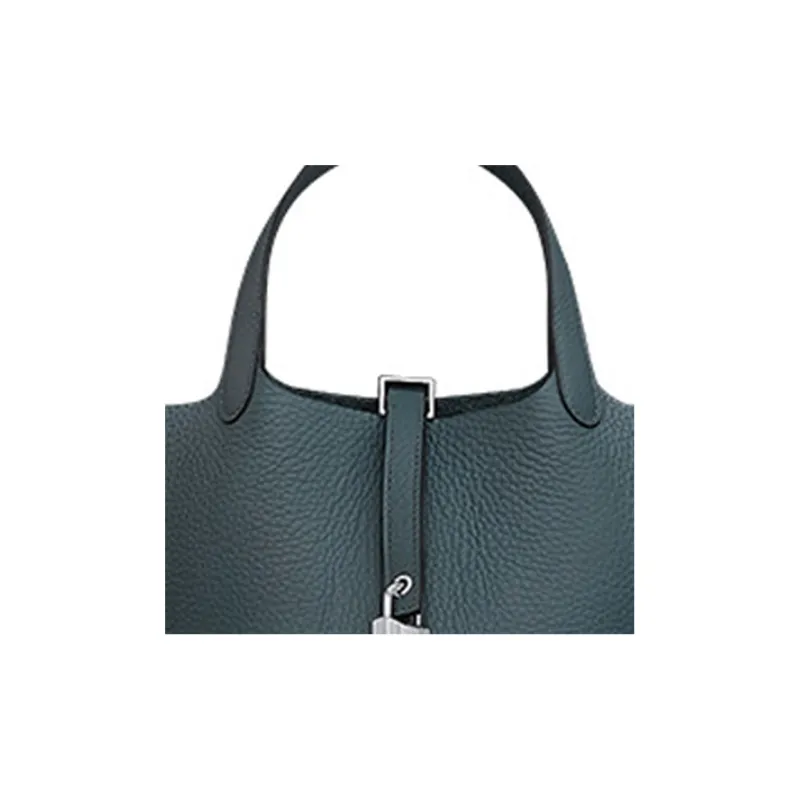 HERMES Picotin Clemence Bullock Leather Basket Bag Handbag Bucket Bag Women's Y7 Bleu Orage Hurricane Blue-1