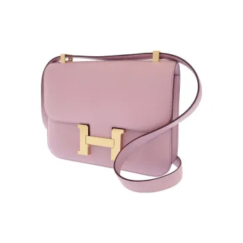 HERMES Constance Epsom Leather Shoulder Bag Crossbody Bag Women's X9 Mauve Sylvestre Camellia Purple/Forest Purple